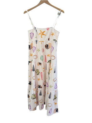 Watercolor Seashell Tiered Beach Dress