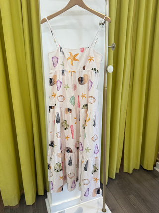 Watercolor Seashell Tiered Beach Dress
