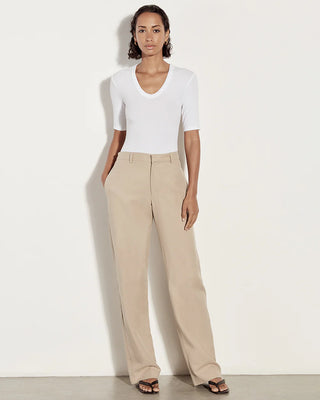 SILK RIB CROPPED HALF SLEEVE CREW