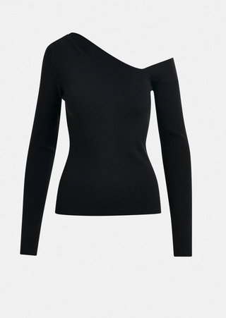 Rib-knitted asymmetric sweater