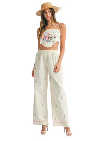 EMBROIDERED LINEN PANT