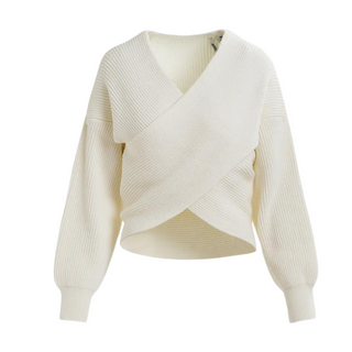 CROSSOVER KNIT SWEATER-OFFWHITE