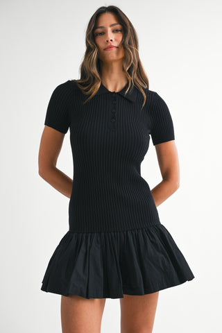 POLO COLLAR DRESS BLACK