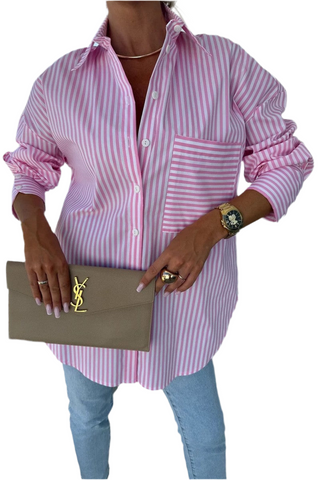 STRIPE BUTTON UP BLOUSE