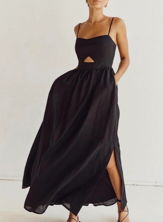 Suspender Cut-Out High-Waisted French Dress