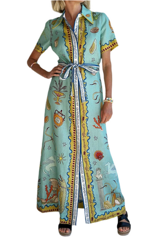 GREEK BUTTON UP DRESS GREEK