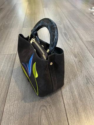 Embroidered Chocolate Bag