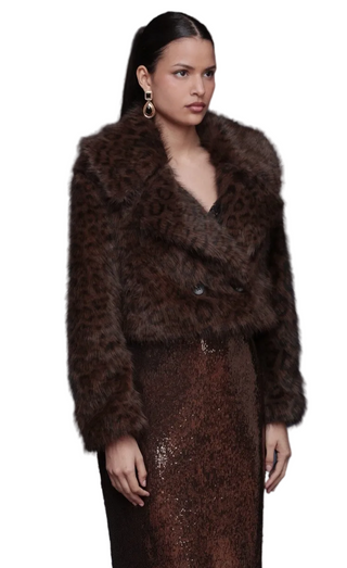 Leopard Faux Fur Cropped Coat