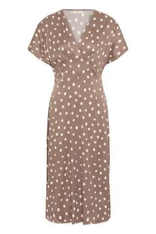 HENRI FITTED DRESS BROWN DOT