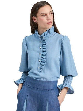DENIM FRILL BLOUOSE