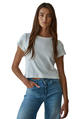 Round Neck Short Sleeve Crop Top