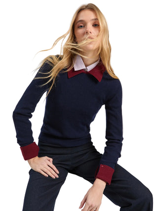 TWO TONE COLLARED SWEATER NAVY