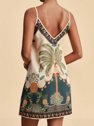 Tropical Botanical Print Cami Mini Dress