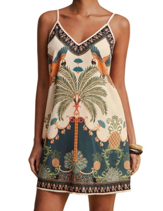 Tropical Botanical Print Cami Mini Dress