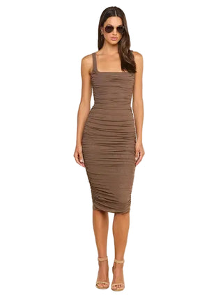 ANYA SHIRRED MIDI DRESS