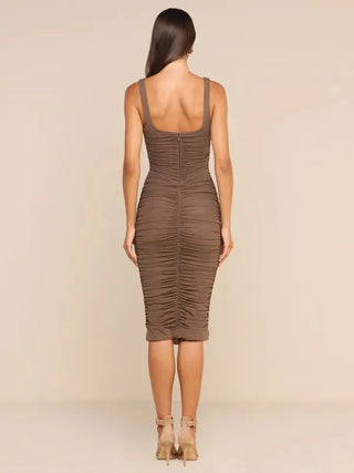 ANYA SHIRRED MIDI DRESS