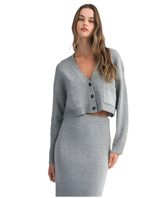 V NECK CARDIGAN GREY