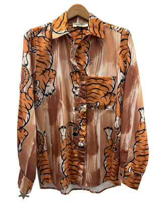 FRILL NECK TIGER SHIRT