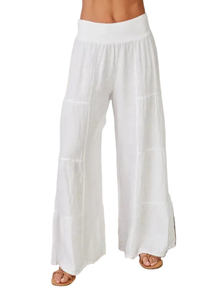 Linen Tiered Palazzo Pant WHITE