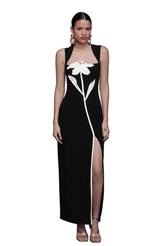 Statement Floral Appliqué Maxi Dress