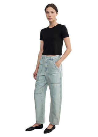 SUPIMA COTTON ESSENTIAL PERFECT CROPPED S/S BLACK