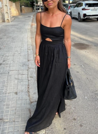 Suspender Cut-Out High-Waisted French Dress