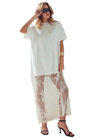 MIXED MEDIA T SHIRT DRESS