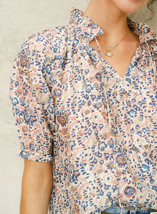 Cass Printed Top Navy