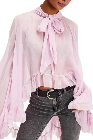 SHEER BOW BLOUSE PINK