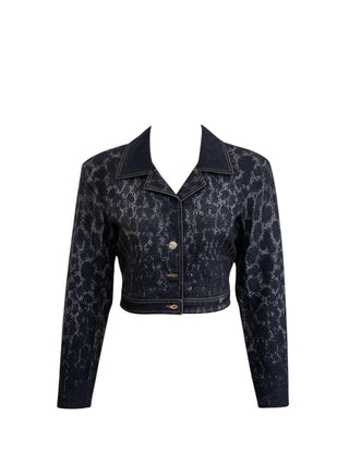 LEOPARD DENIM CROPPED JACKET