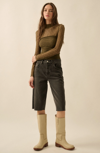 Striped Floral Lace Bodysuit