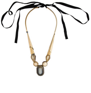 MARNI HORN & RIBBON CORD COLLAR NECKLACE