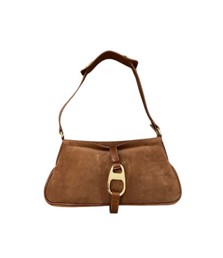 Cognac Suede Hook Bag