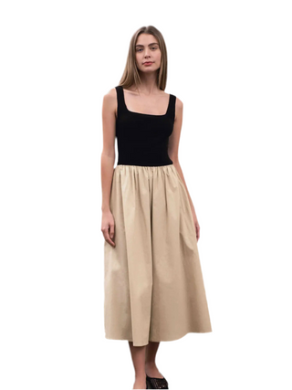 SQUARE NECK CROCHET MIDI DRESS