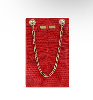 Catherine Cellphone Pouch in Red Lizard