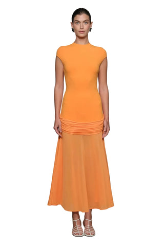 Nola Knit Combo Dress Tangerine