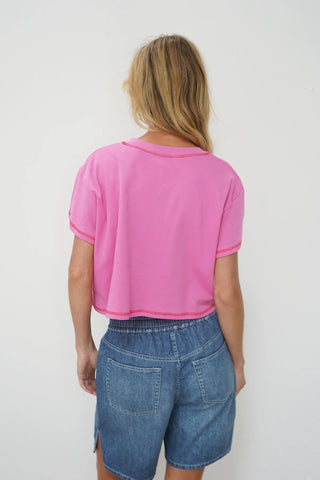 Leni Cropped Tee Bright Pink