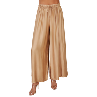 SILKY WIDE LEG PANTS GOLD CHAMPAGNE