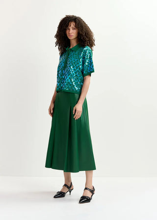 DARK GREEN SEQUIN POLO