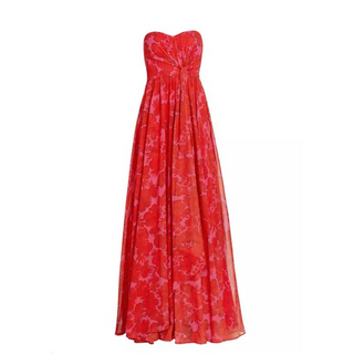 STRAPLESS DRAPE DRESS CORAL