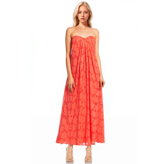 STRAPLESS DRAPE DRESS CORAL