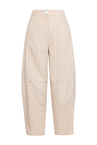 ORIGAMI PANTS BEIGE STRIPED COTTON