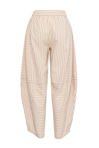 ORIGAMI PANTS BEIGE STRIPED COTTON