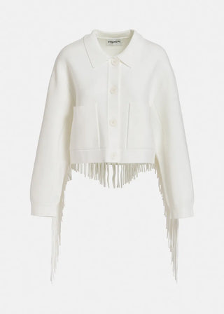 OFF WHITE FRINGE KNIT JACKET