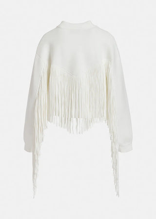 OFF WHITE FRINGE KNIT JACKET