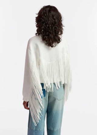 OFF WHITE FRINGE KNIT JACKET