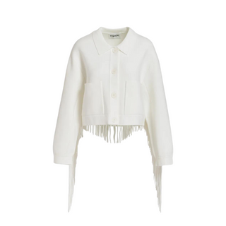 OFF WHITE FRINGE KNIT JACKET