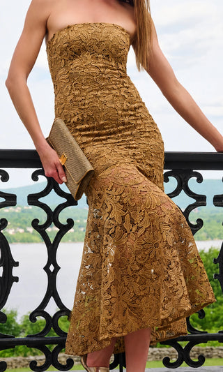 TIA METALLIC GUIPURE LACE DRESS