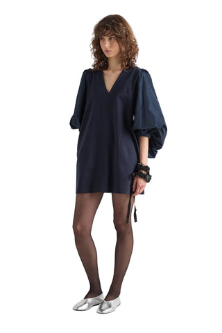 NAVY PAGEANT MINI DRESS