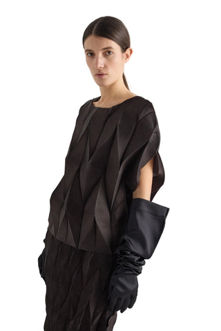 GEOMETRIC PLEATED BLOUSE - PLUM